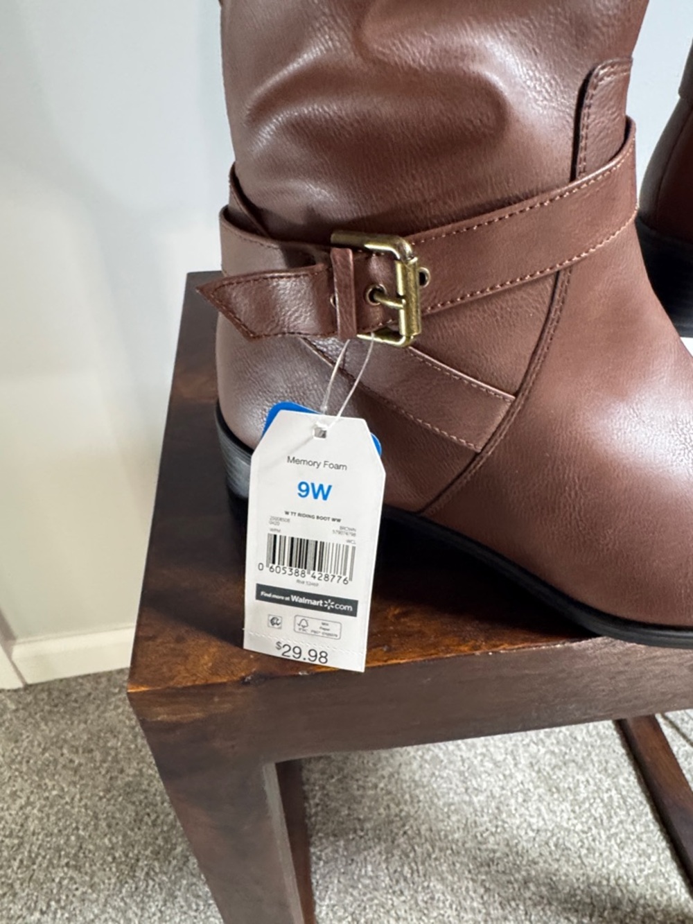 Time and Tru Tall Brown Riding Boots with Side Zip - Picture 3 of 9